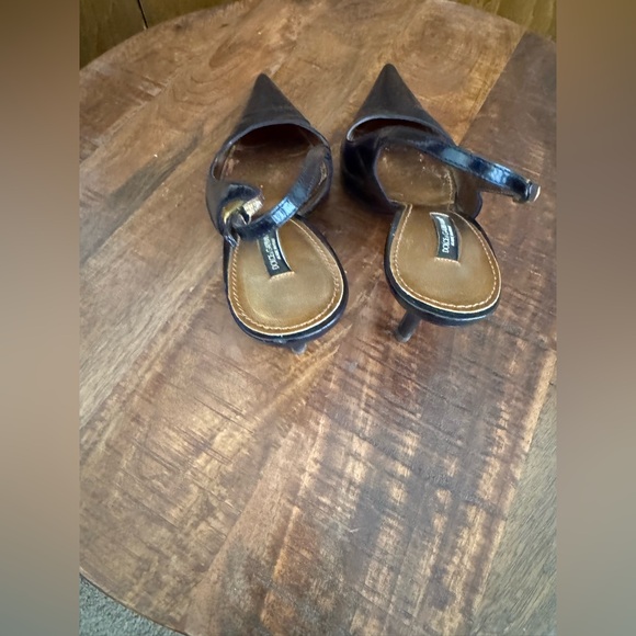 Dolce & Gabbana Women's Dark Blue Patent Slingback Heels Size 38.5 - Picture 8 of 9